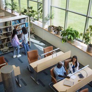 high-angle-students-learning-library